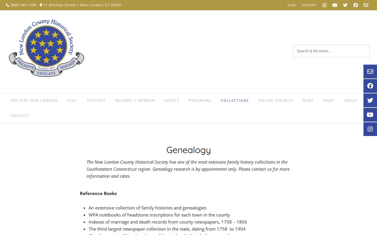 Groton city directory New London County Historical Society genealogy holdings