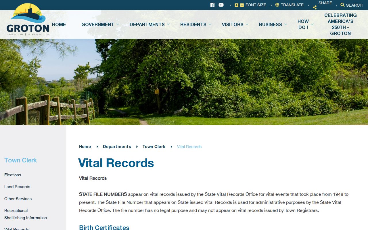 Groton residents directory vital records office