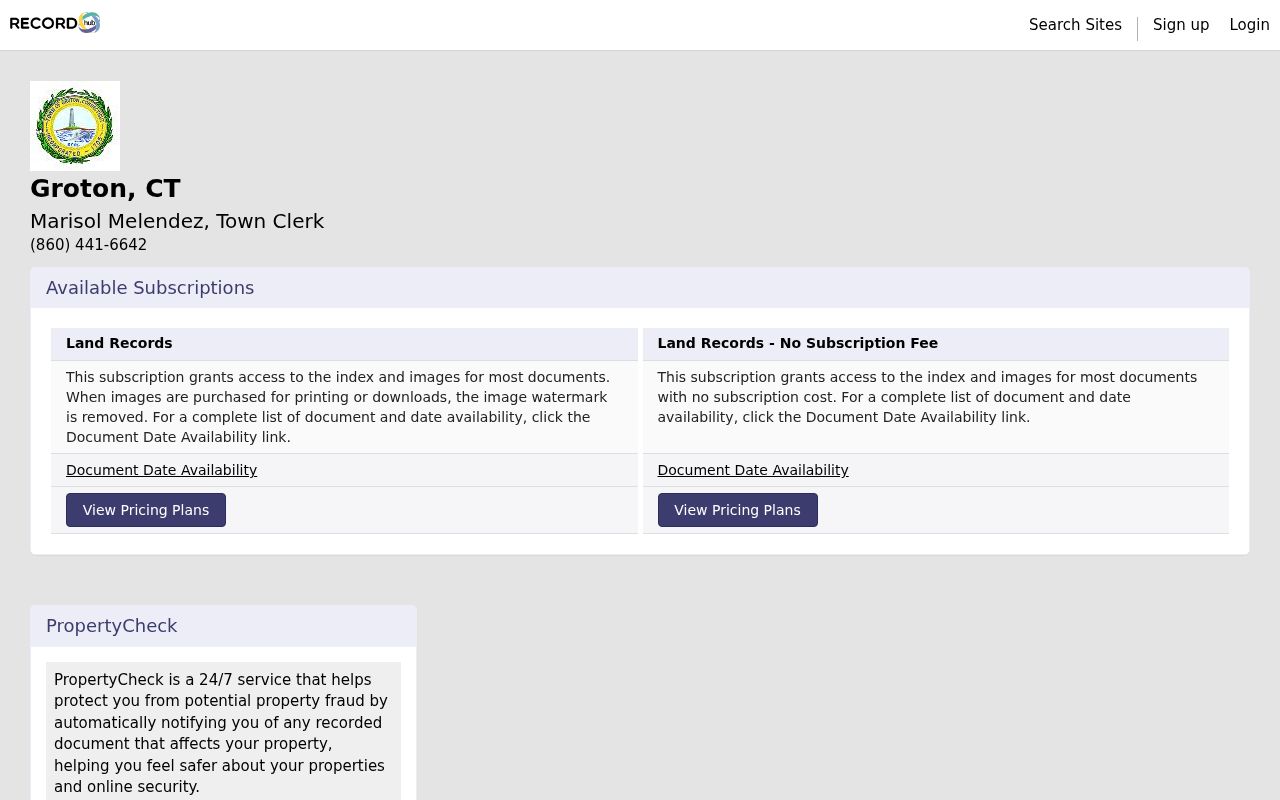 Groton previous residents RecordHub land-record portal