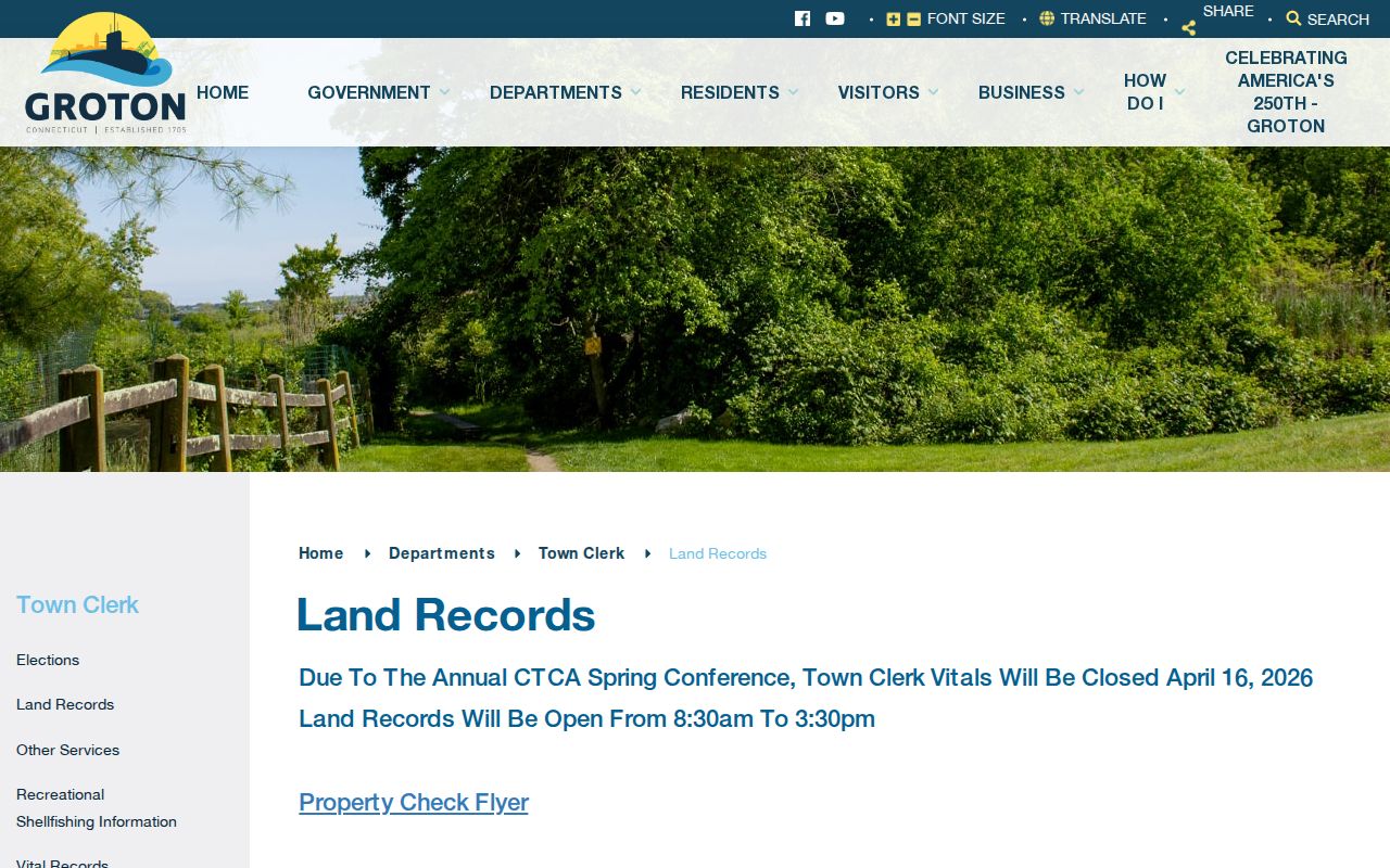 Groton previous residents Town Clerk land-record access