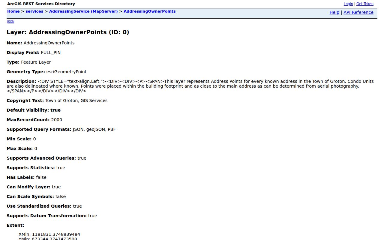 Groton street directory address owner points layer