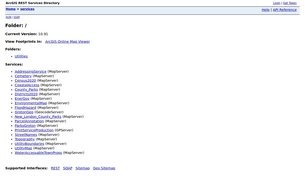 Groton street directory ArcGIS REST service layers