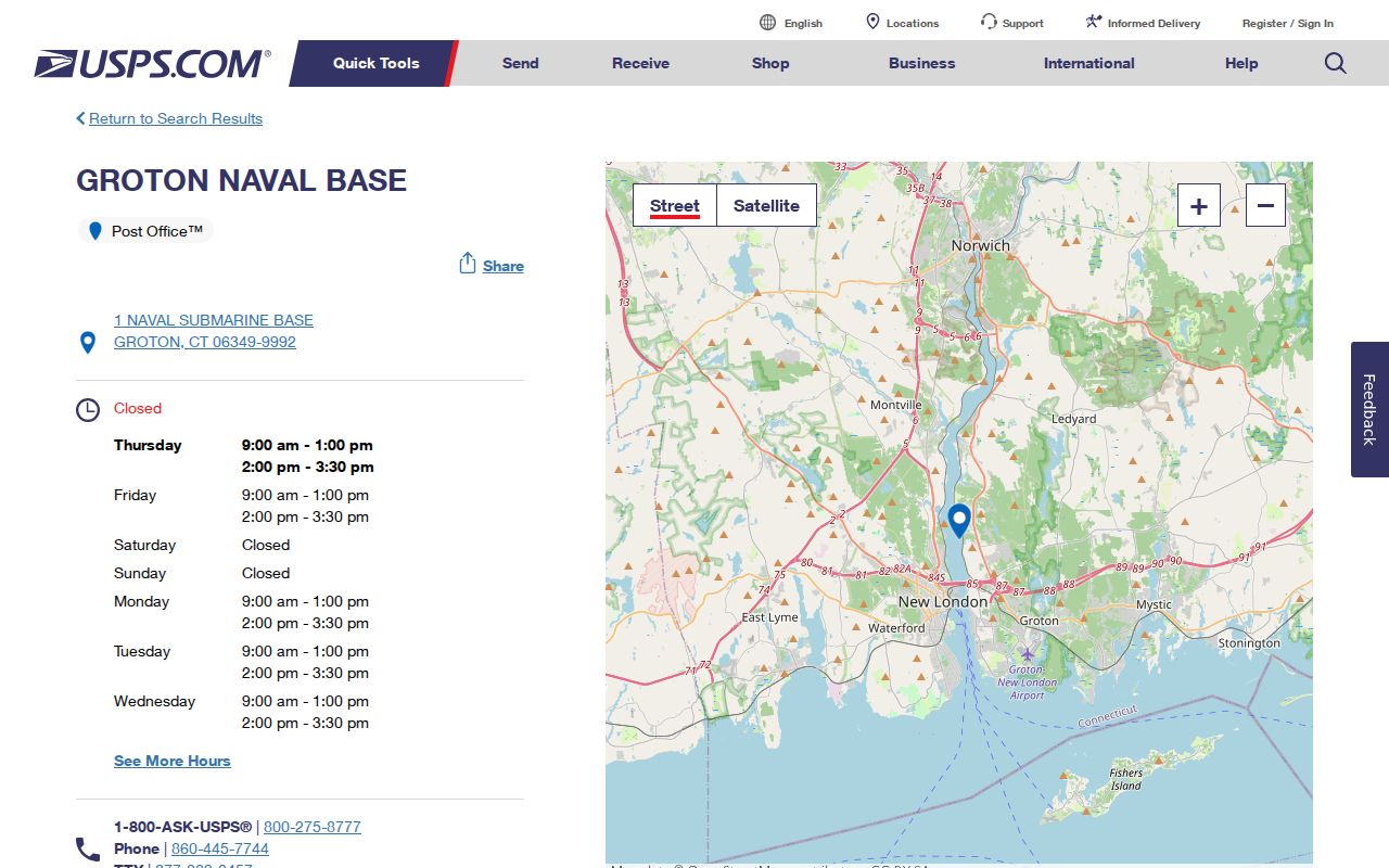 Groton ZIP code directory USPS Naval Base 06349 station