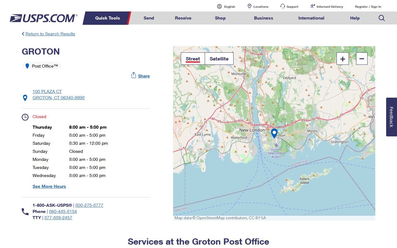 Groton ZIP code directory USPS Groton station 06340